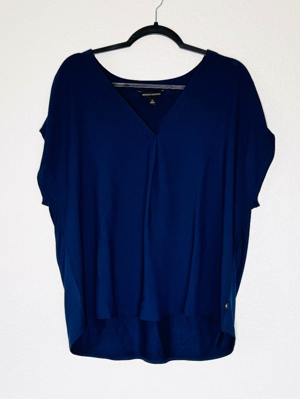 Banana Republic Popover Blouse Women's XL Navy Dolman Sleeves Classic Office